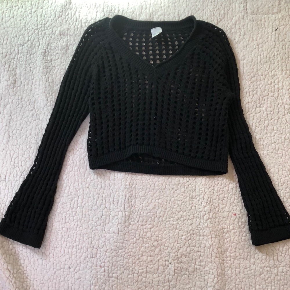 Black Cropped Knit Sweater